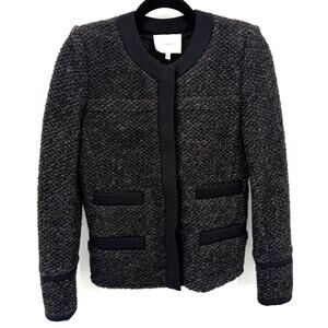 IRO Women's Cym Wool Blend Dark Gray/Navy Blue Tweed Jacket Blazer Size 4